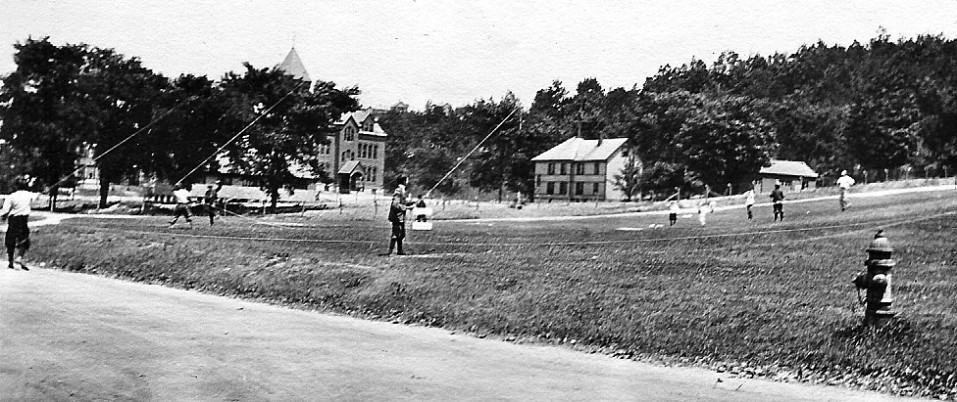 Kite flying on Normal School Grounds, c. 1910